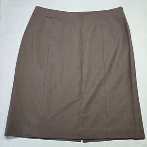 Victor Brown Wool Mini Skirt Classic Straight Pencil Zip Women's Size 10 Petite